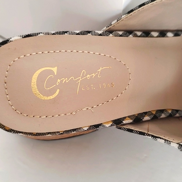Comfort Est.1946 Gingham Twist Knot Peep-Toe Cork Heel Slide Sandals/Size 7 - Picture 7 of 10